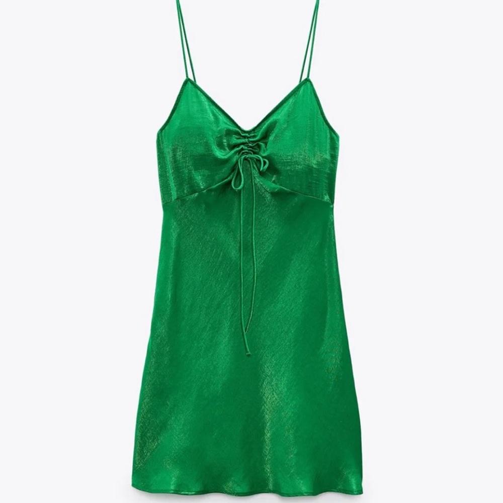Zara Green Satin Dress